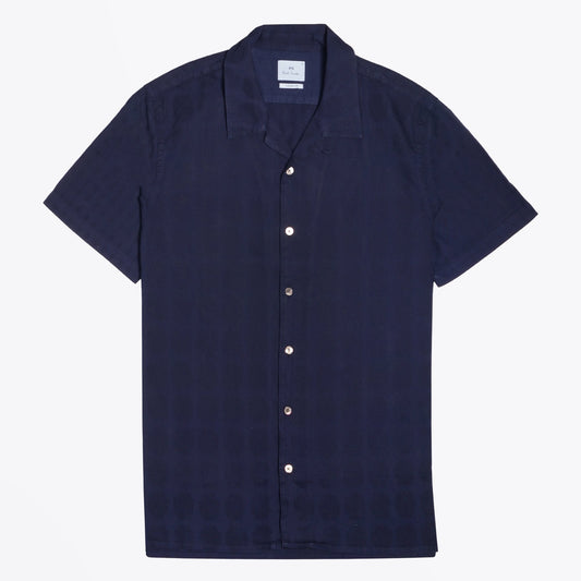 - Cotton Patterned Shirt - Navy