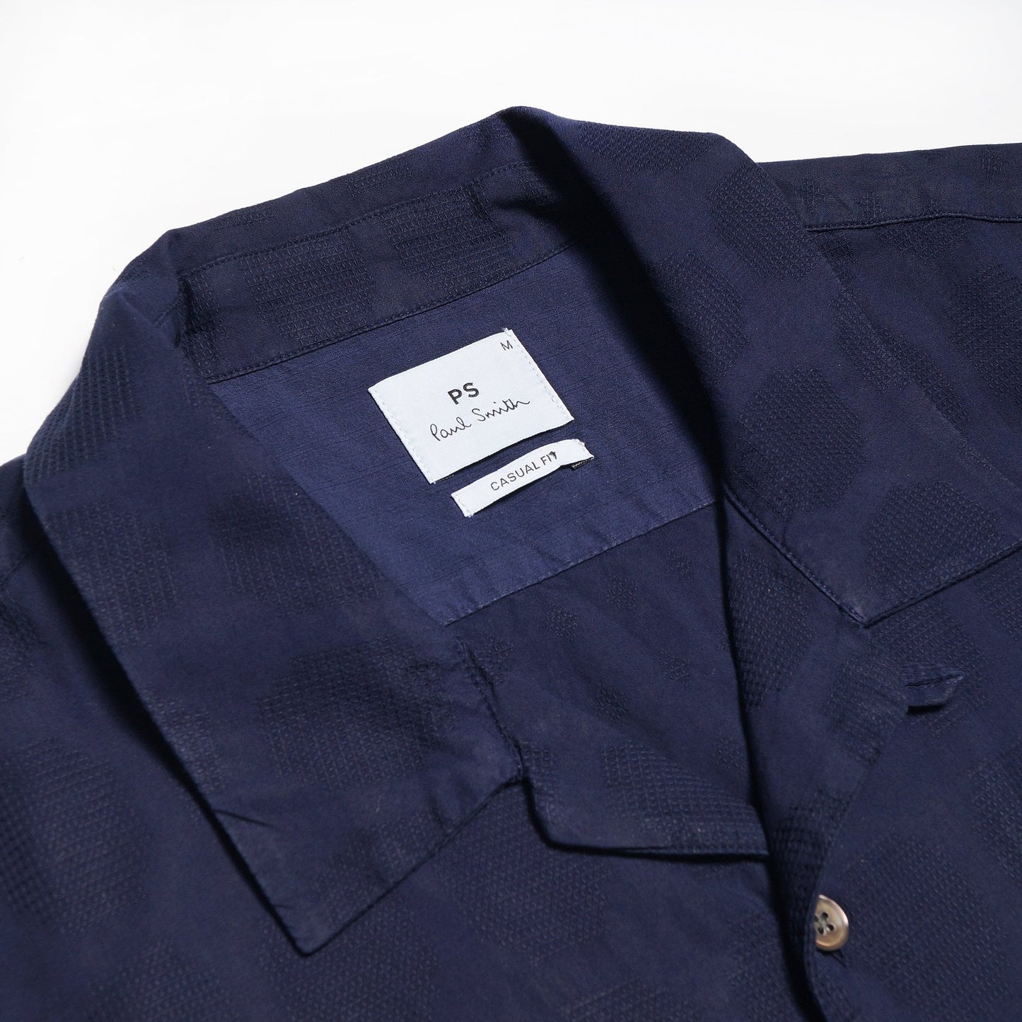 - Cotton Patterned Shirt - Navy