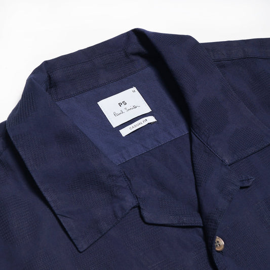 - Cotton Patterned Shirt - Navy
