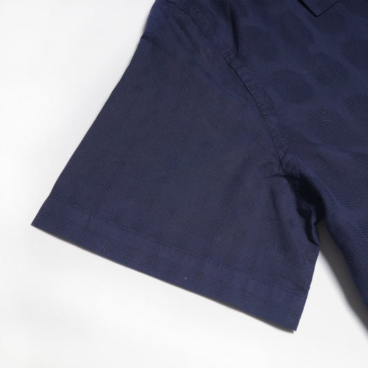 - Cotton Patterned Shirt - Navy