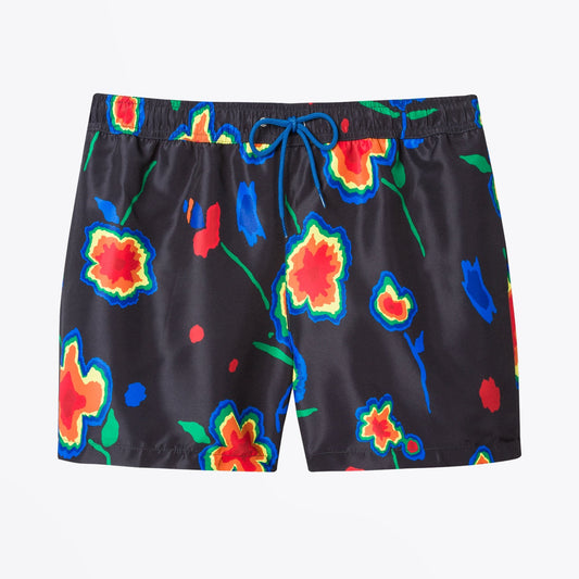 Floral Print Swim Shorts - Black/Multi