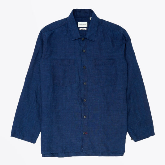 - Warham Linen-Blend Shirt - Navy/Blue