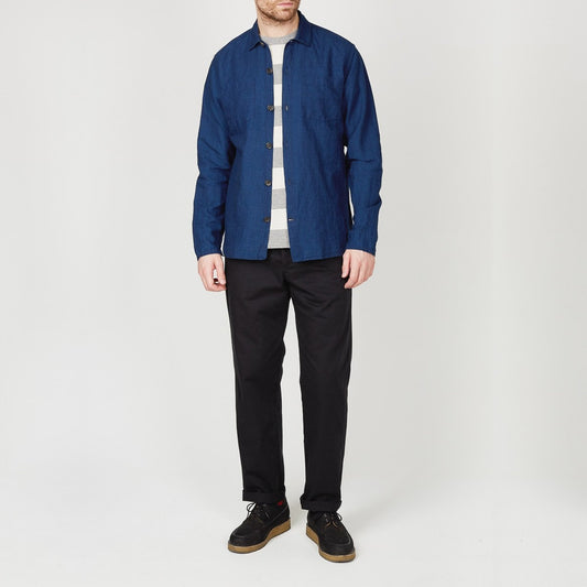- Warham Linen-Blend Shirt - Navy/Blue