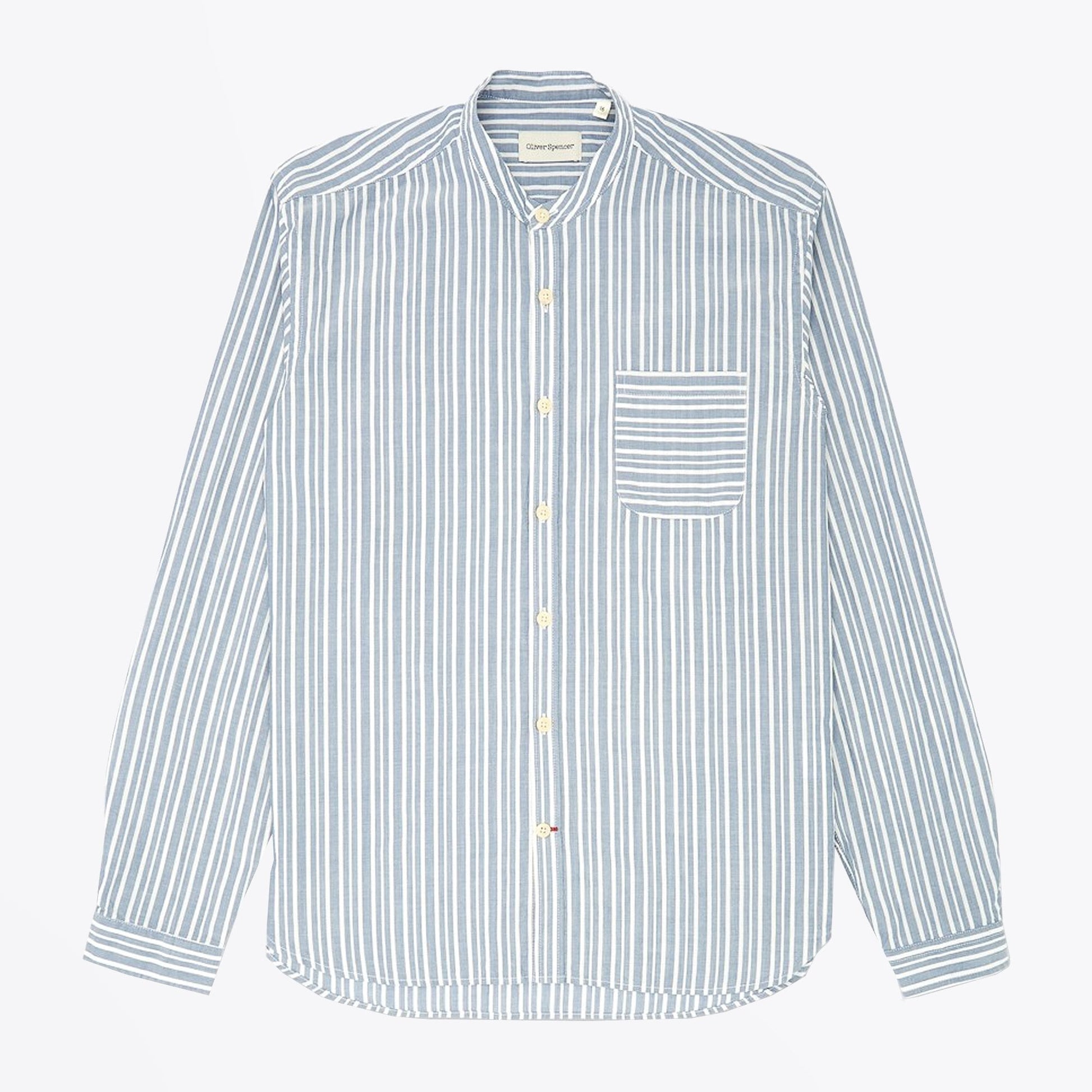Oliver Grandad Stripe Shirt - Blue/White