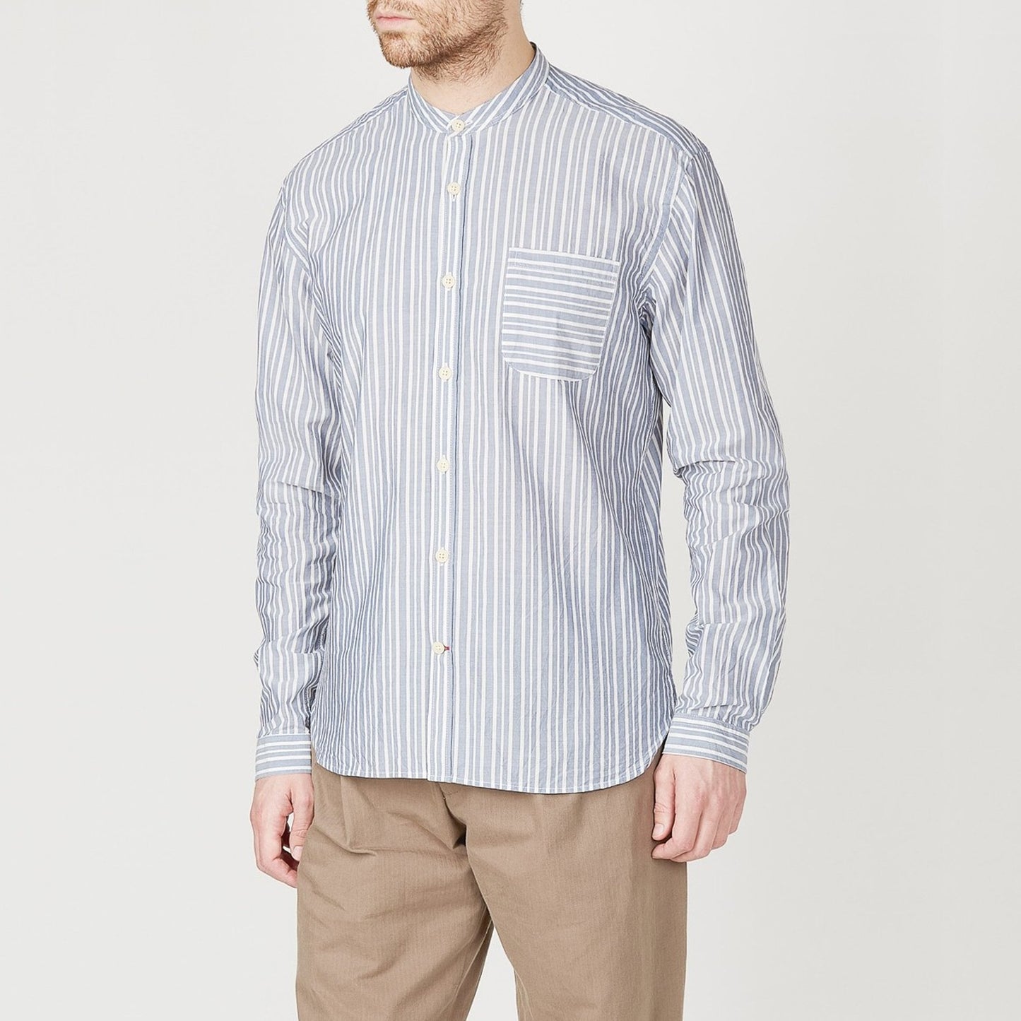 Grandad Stripe Shirt - Blue/White