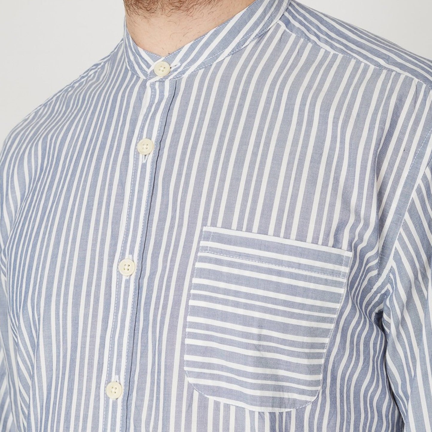 Grandad Stripe Shirt - Blue/White