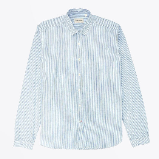 - Clerkenwell Stripe Tab Shirt - Blue/White
