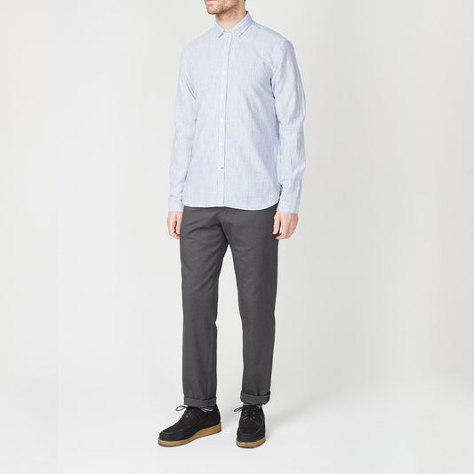 - Clerkenwell Stripe Tab Shirt - Blue/White