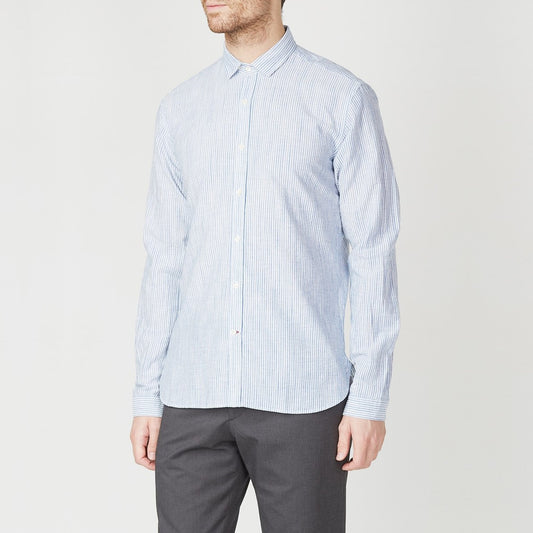 - Clerkenwell Stripe Tab Shirt - Blue/White