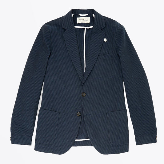 - Theobald Stripe Seersucker Jacket - Navy