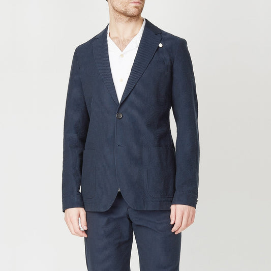 - Theobald Stripe Seersucker Jacket - Navy