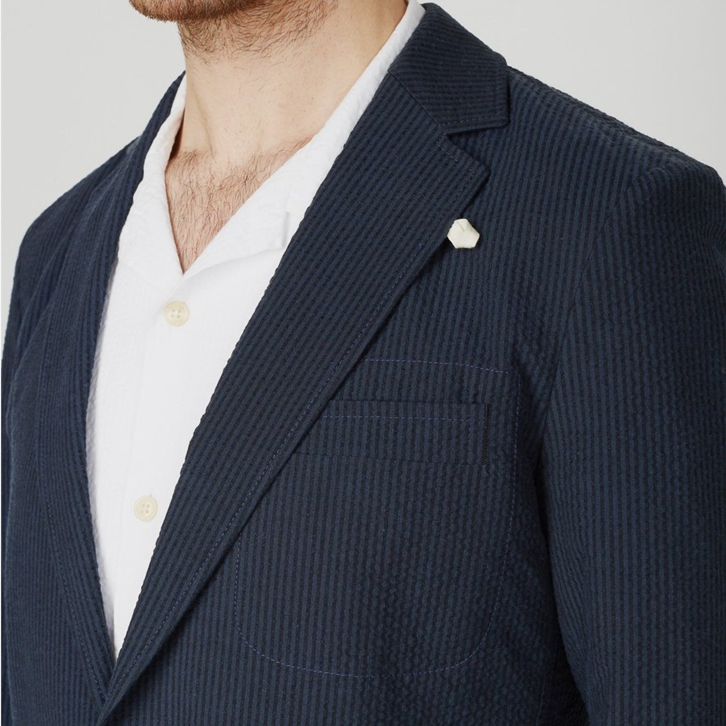 - Theobald Stripe Seersucker Jacket - Navy