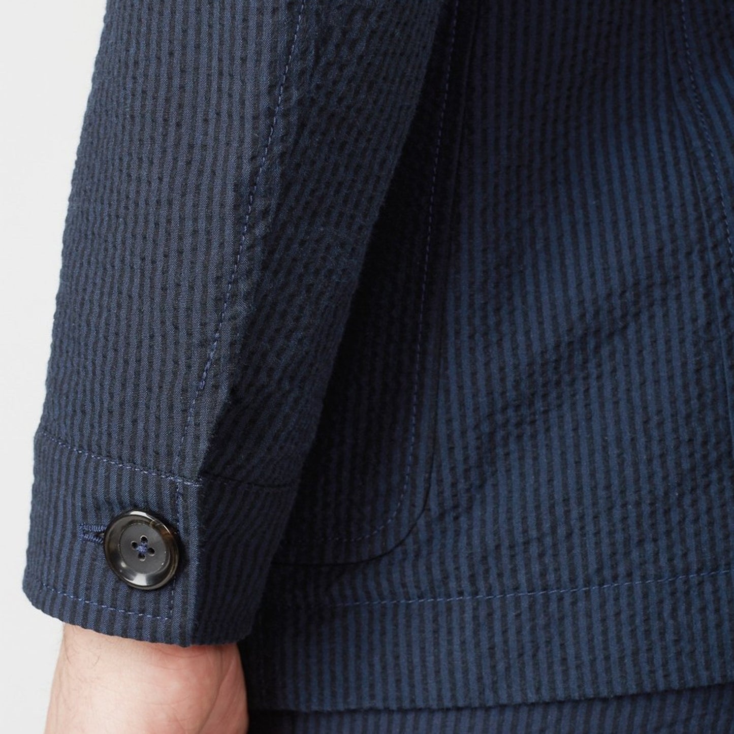 - Theobald Stripe Seersucker Jacket - Navy