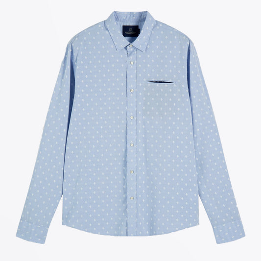 - Cotton Jacquard Shirt - Blue