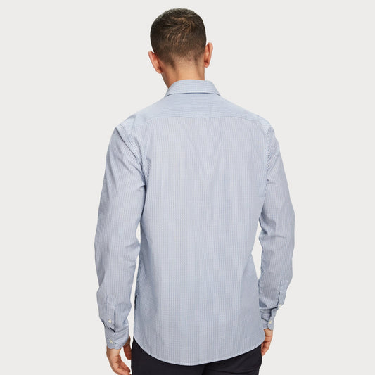 - Cotton Stripe Shirt - Blue