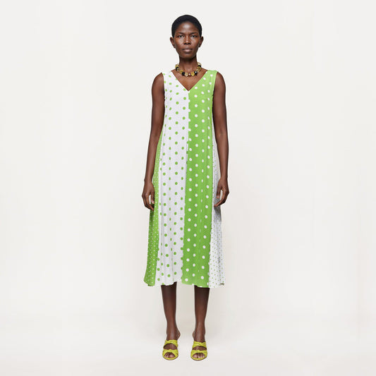 - Yara Polka Dot Dress - Green/White