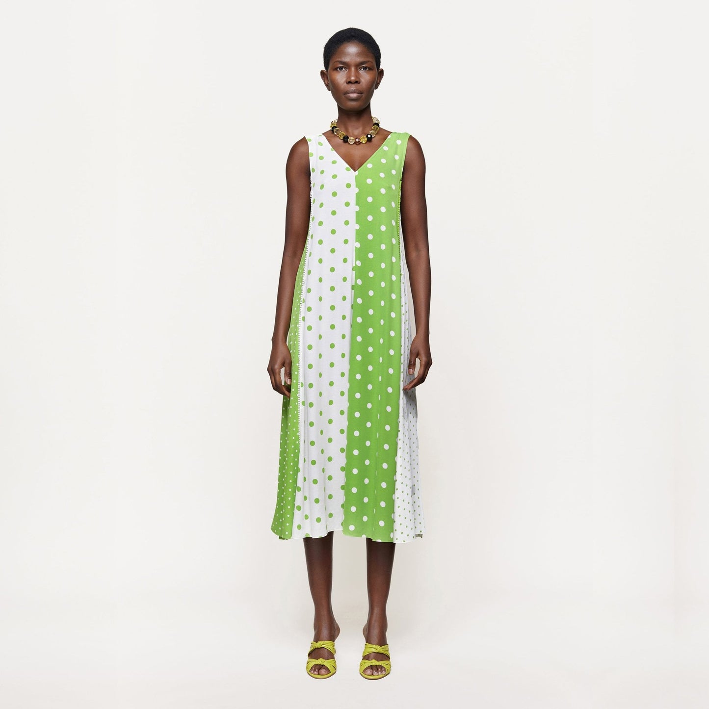 - Yara Polka Dot Dress - Green/White