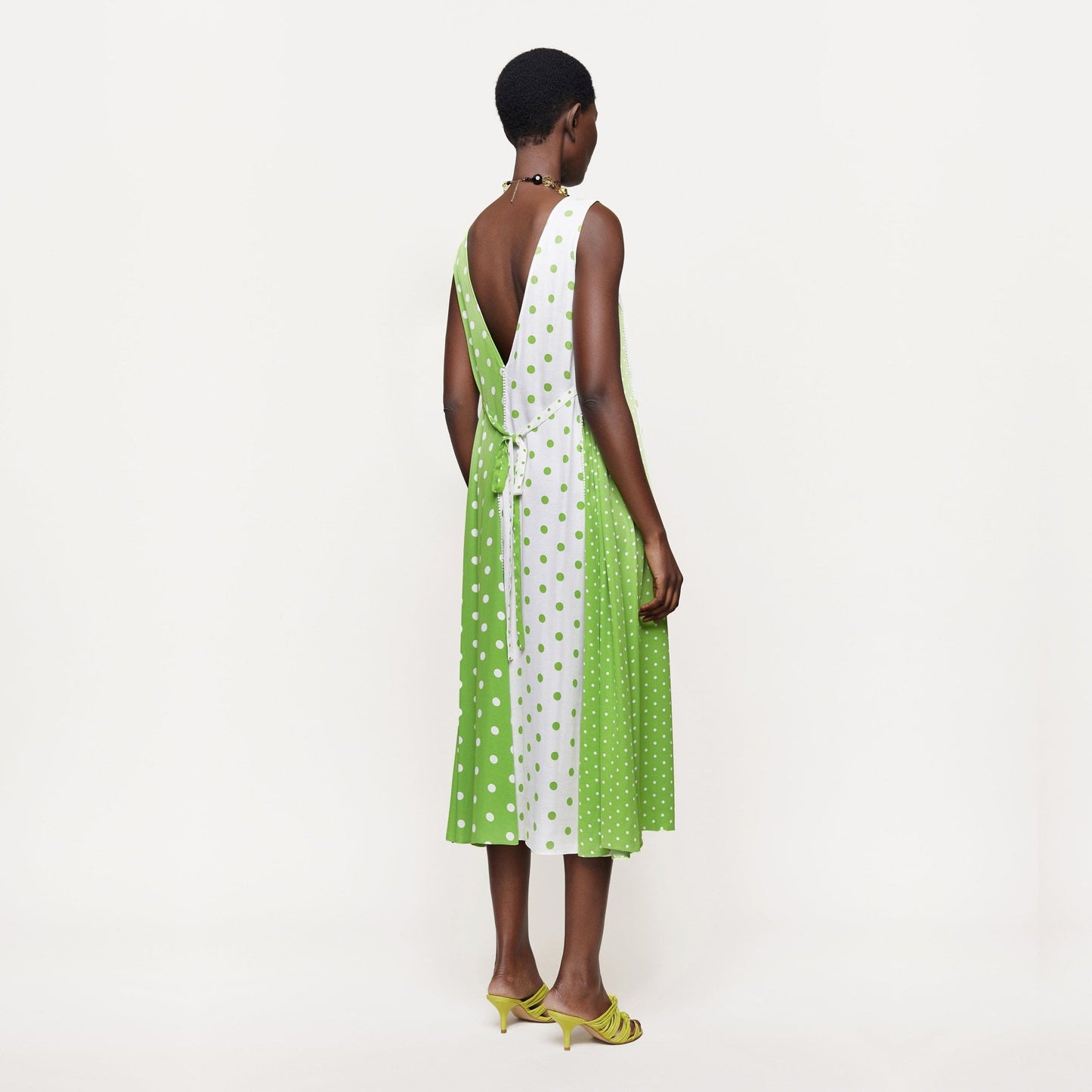 - Yara Polka Dot Dress - Green/White