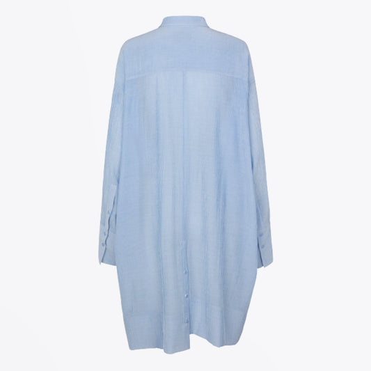 - Oversized Shirt Dress - Blue