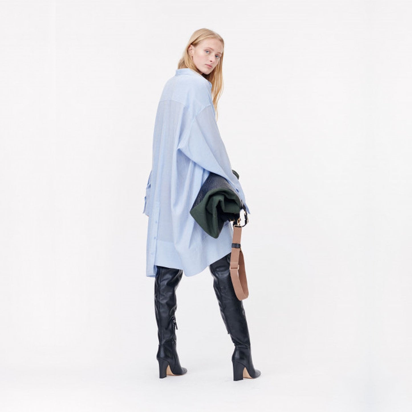 - Oversized Shirt Dress - Blue