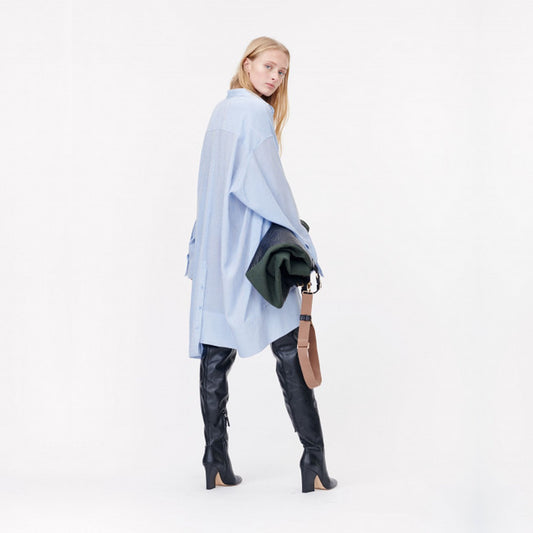 - Oversized Shirt Dress - Blue