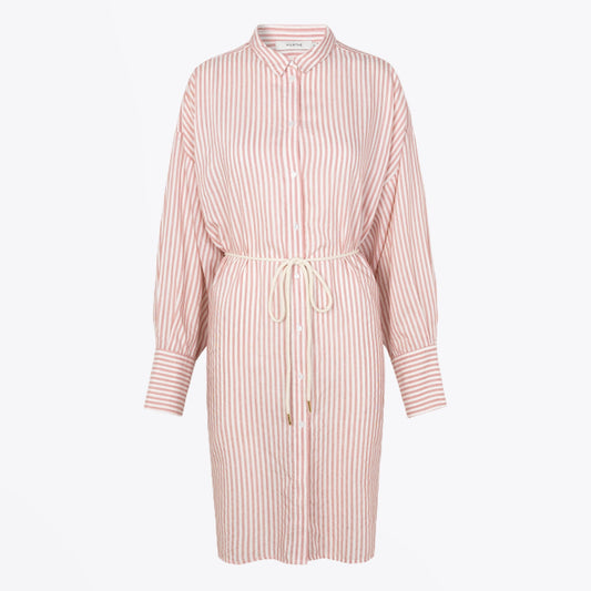 - Striped Shirt-Dress - Pink/White