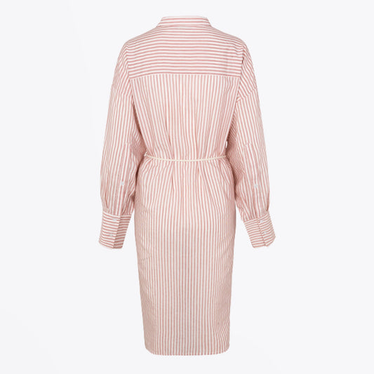 - Striped Shirt-Dress - Pink/White
