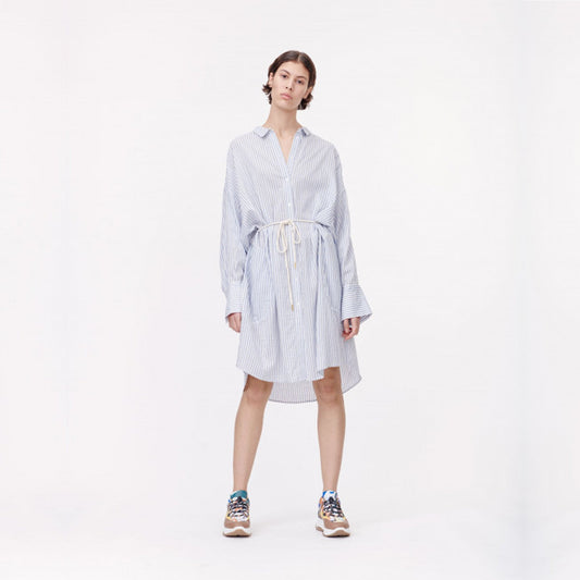 - Striped Shirt-Dress - Blue/White