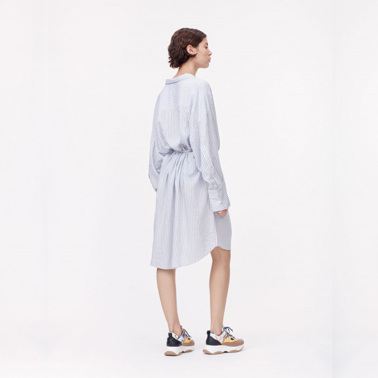 - Striped Shirt-Dress - Blue/White