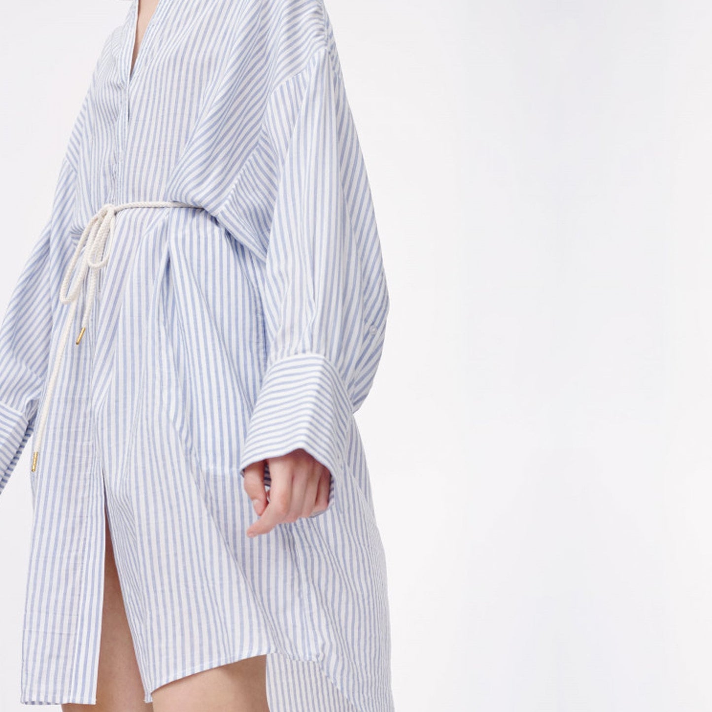 - Striped Shirt-Dress - Blue/White