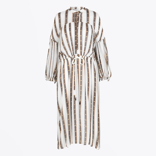 Gold Leaf Printed Dress - Multi
