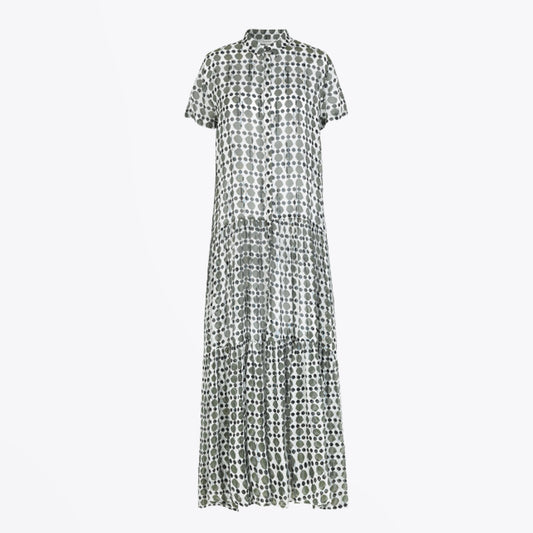 - Silk Blend Printed Maxi Dress - Green