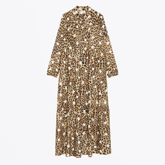 Leopard Polka Dot Print Dress - Multi