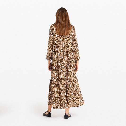 Leopard Polka Dot Print Dress - Multi