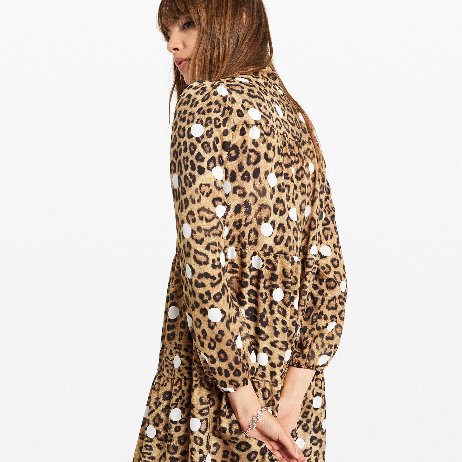 Ottod'Ame - Leopard Polka Dot Print Dress - Multi