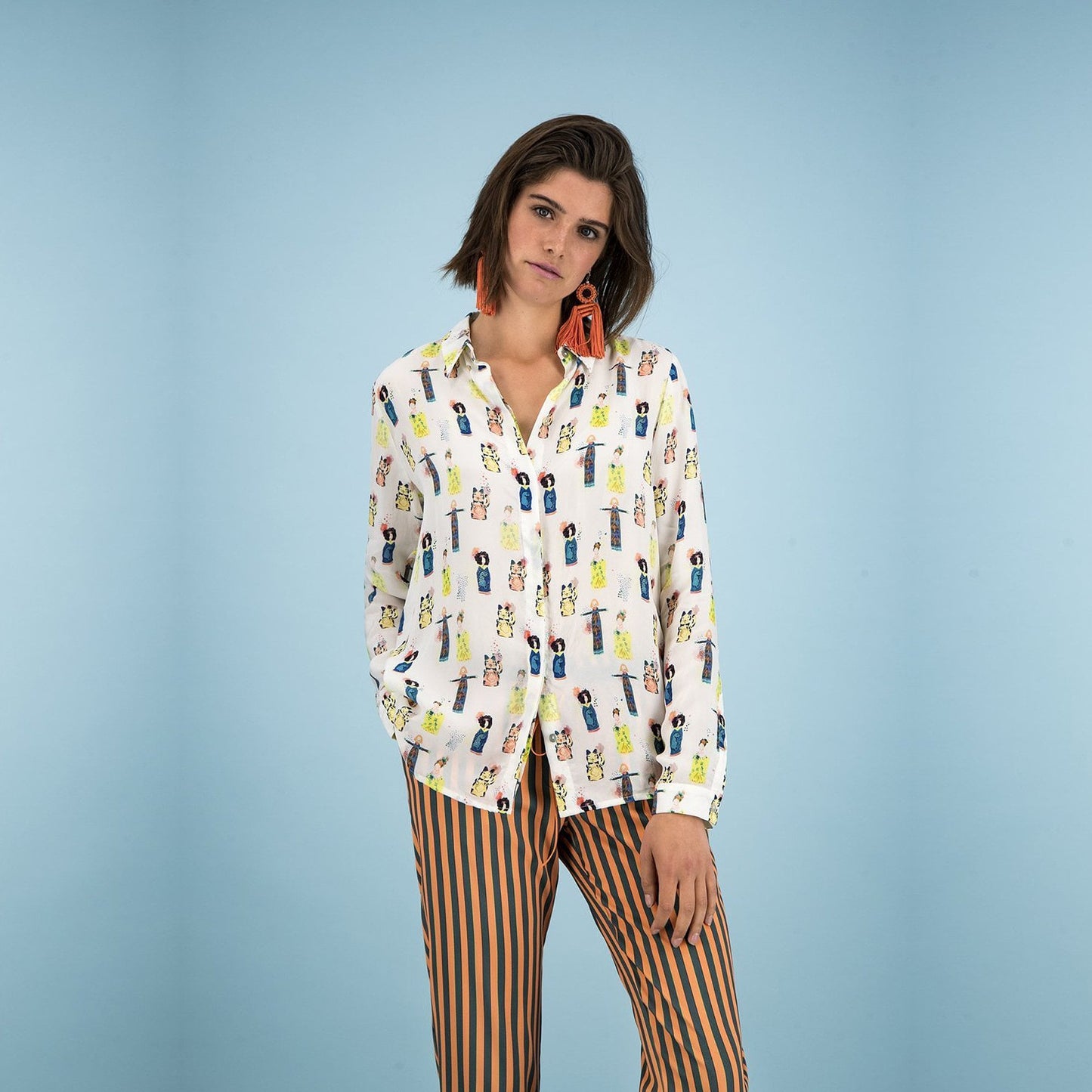 - Printed Blouse - Cream/Multi