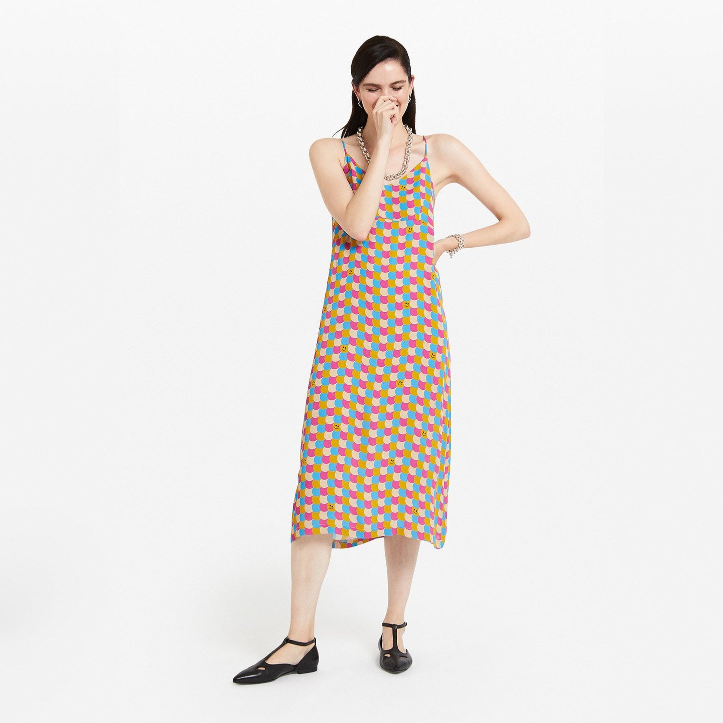 - 'Smile' Printed Midi Dress - Multi