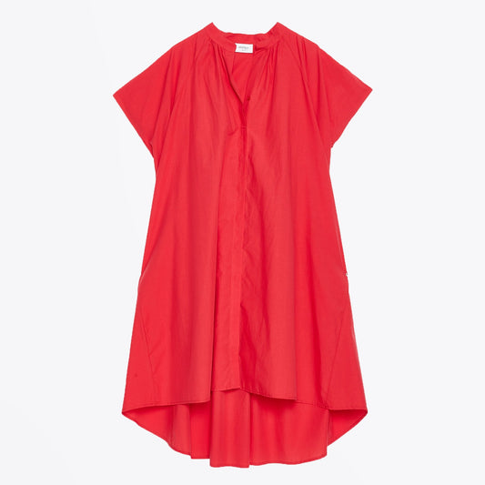 - Poplin Midi Dress - Red