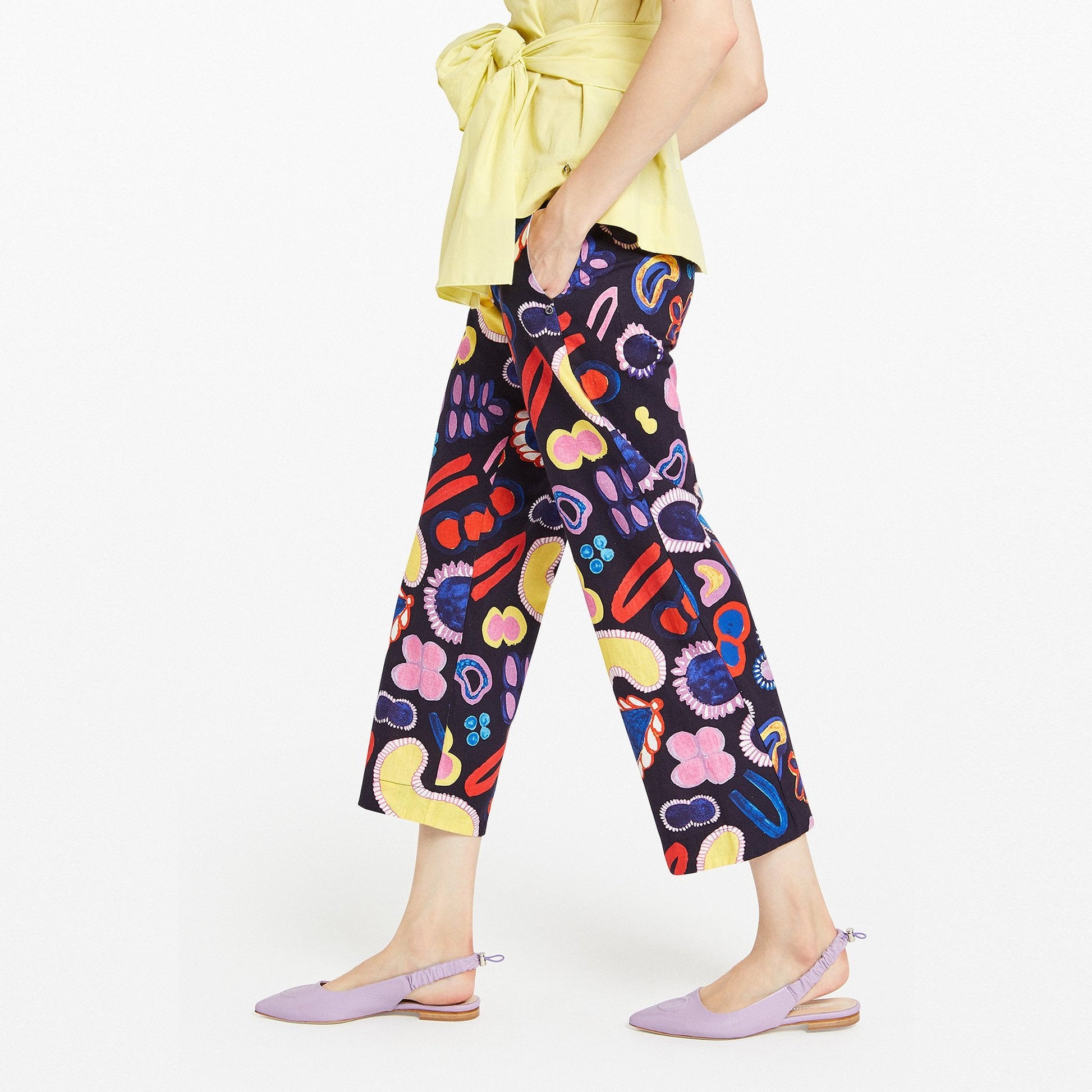 Ottod'Ame Linen Cropped Print Trousers - Multi