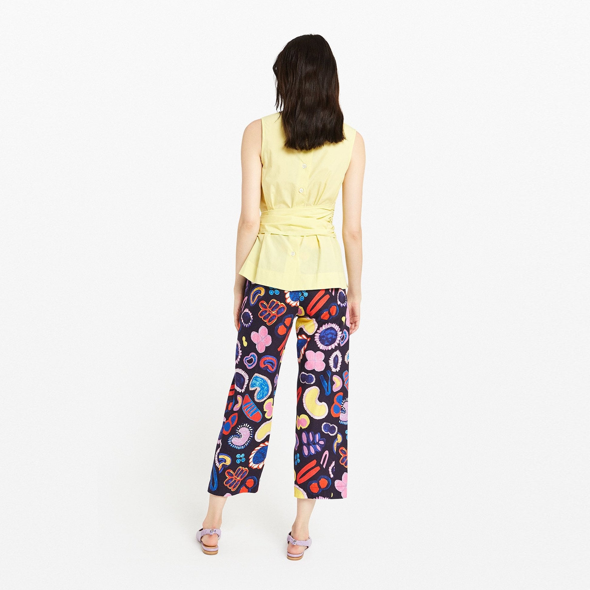 Ottod'Ame Linen Cropped Print Trousers - Multi