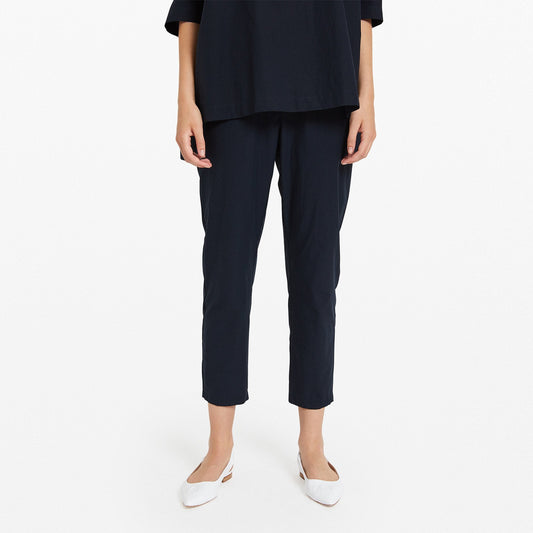 - Poplin Cropped Trousers - Navy