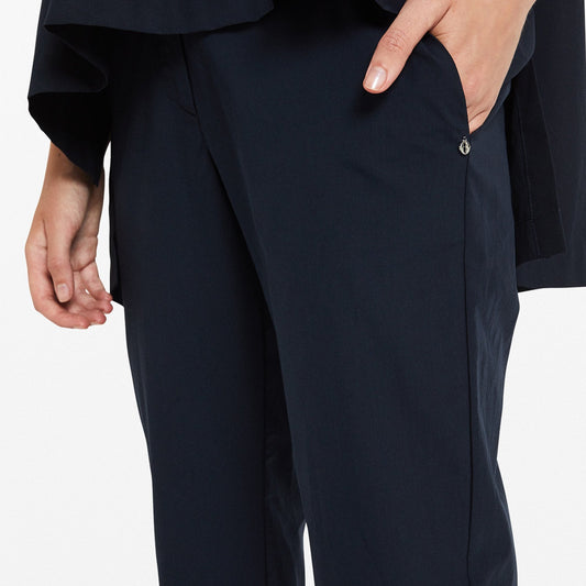 - Poplin Cropped Trousers - Navy