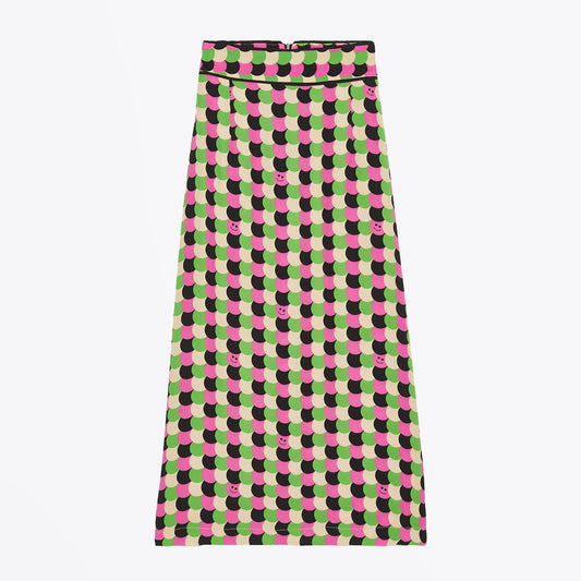 - 'Smile' Print Midi Skirt - Multi