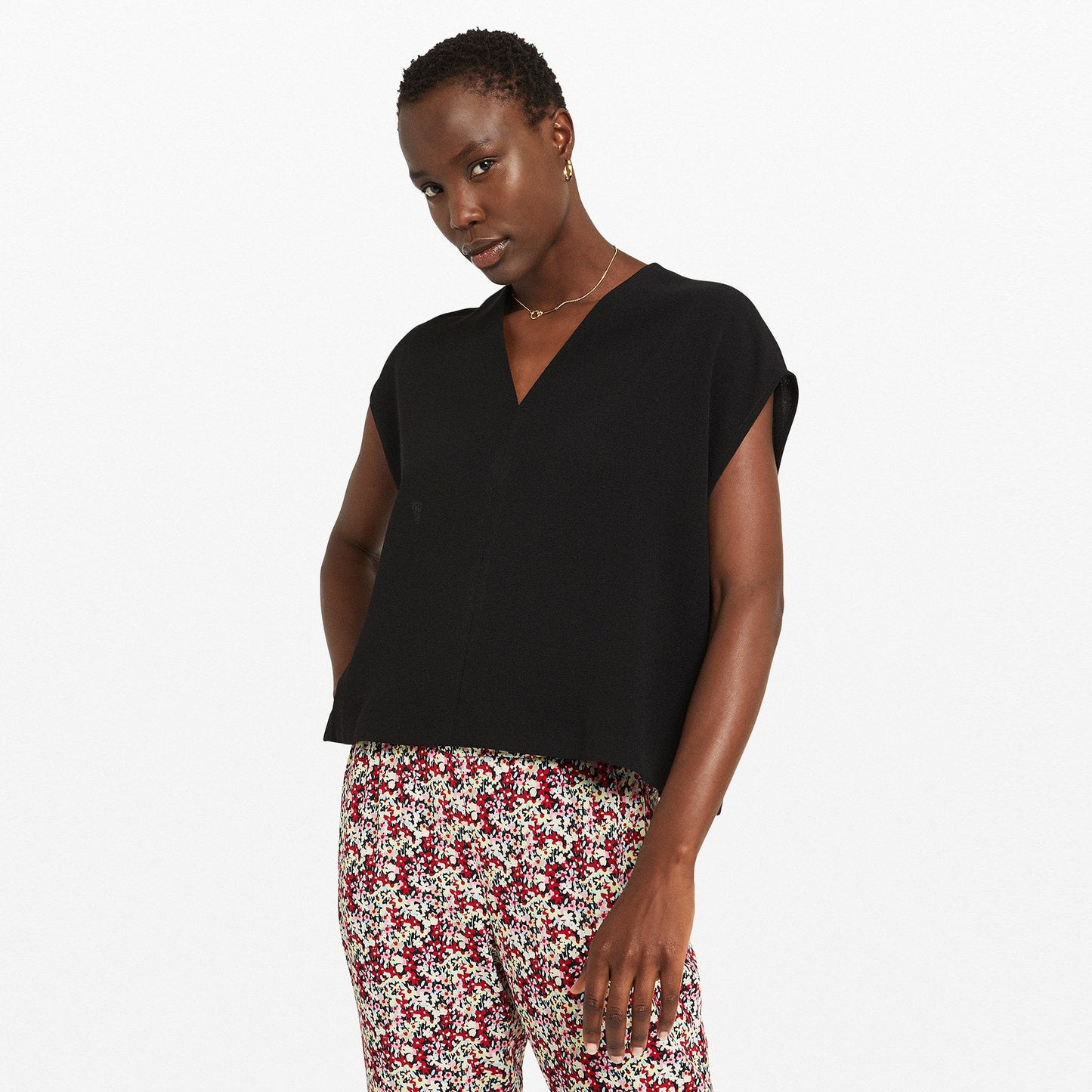 - V-Neck Top - Black