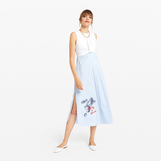 - Striped Logo Dress - Blue/White