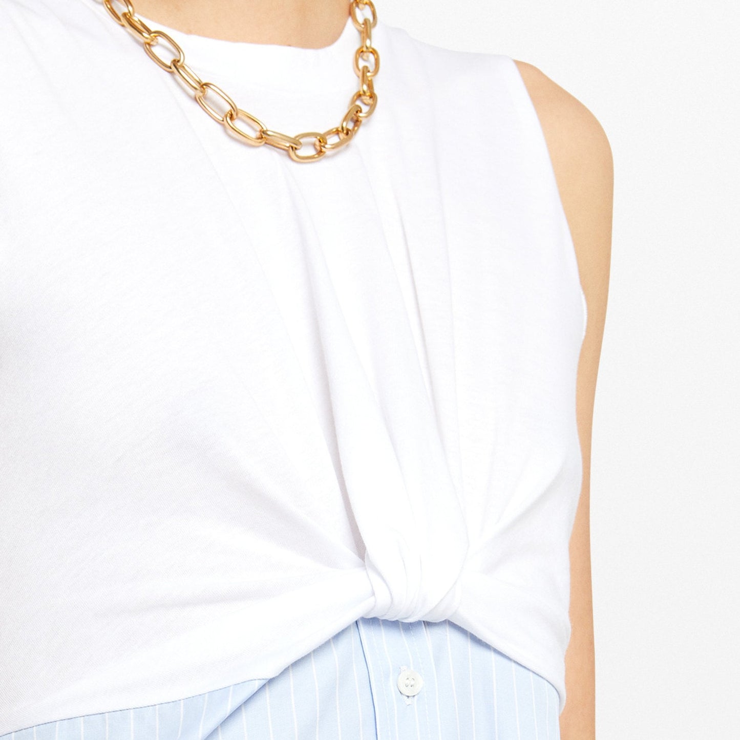 - Striped Logo Dress - Blue/White