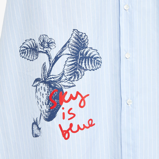 - Striped Logo Dress - Blue/White