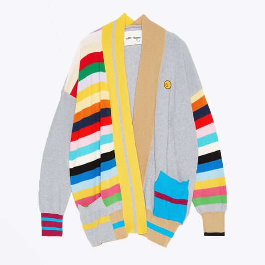- Cotton Multi-Stripe Cardigan - Multi