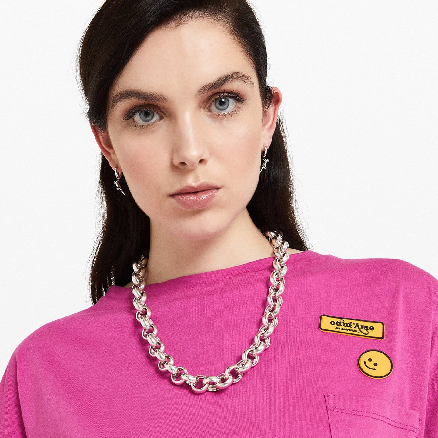 - Cotton Cropped 'Smile' Tee - Pink