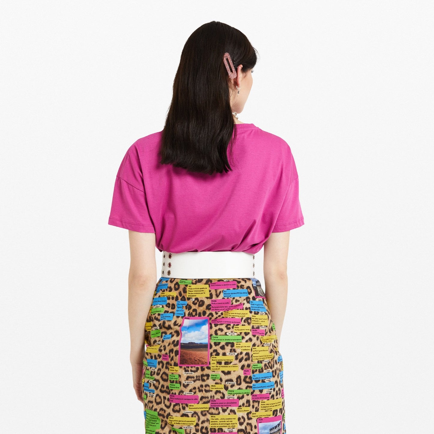 - Cotton Cropped 'Smile' Tee - Pink